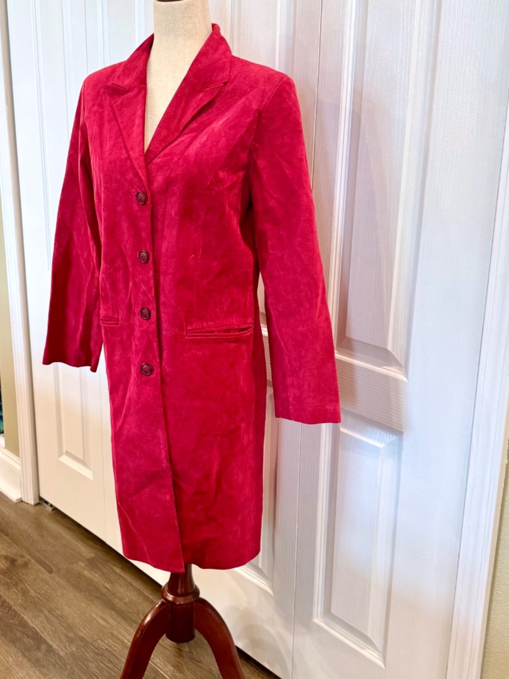 Vintage, Woman's Size 10 Petite, Fuchsia Suede Coat by Margaret Godfrey.